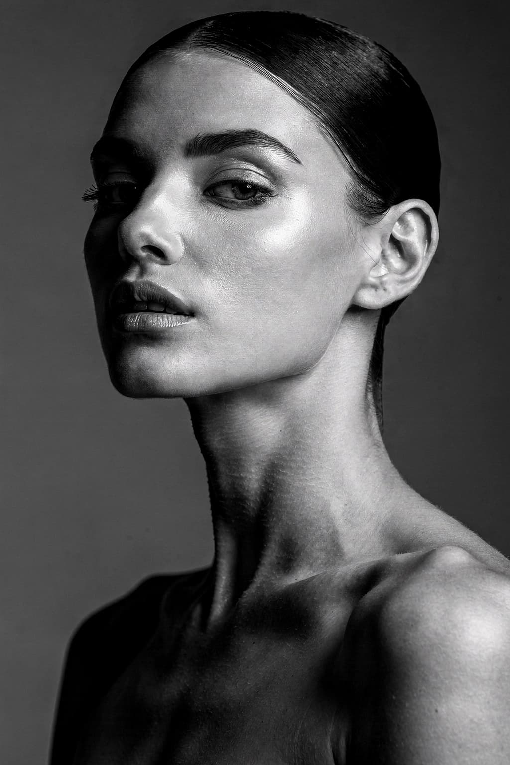 Poised ballet dancer headshot