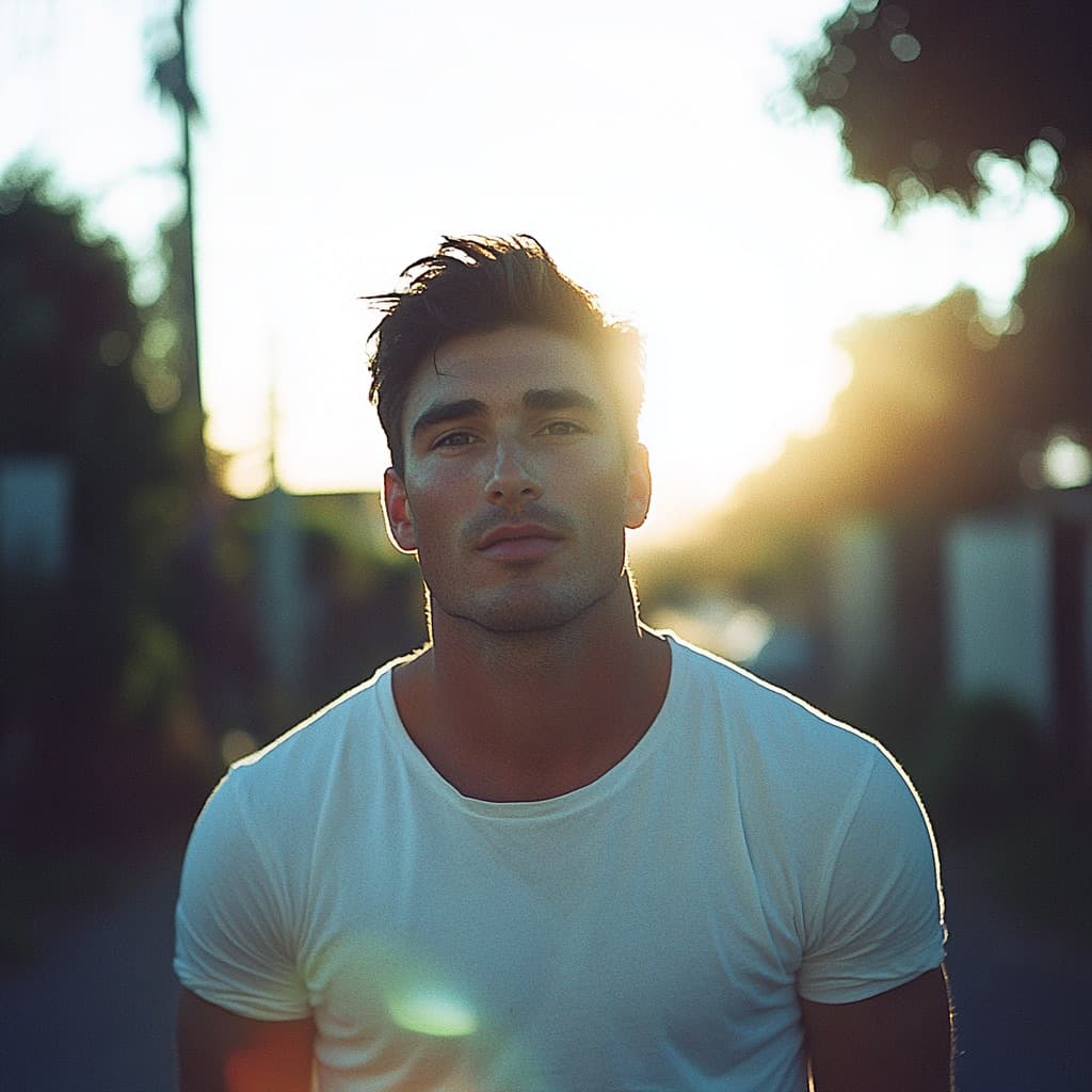 Dating profile portrait with warm tones and genuine smile