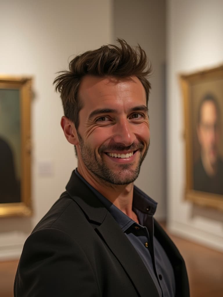 Black and white artistic selfie