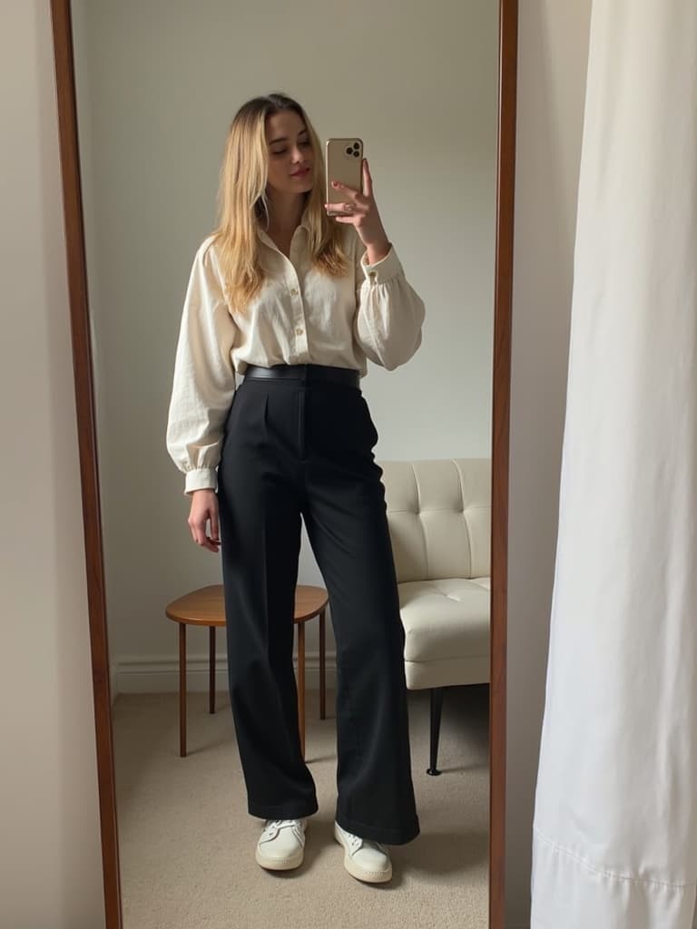 Creative mirror selfie with interesting angle