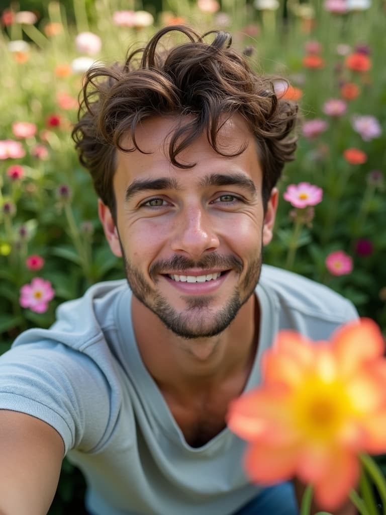 Lakeside selfie with water reflection