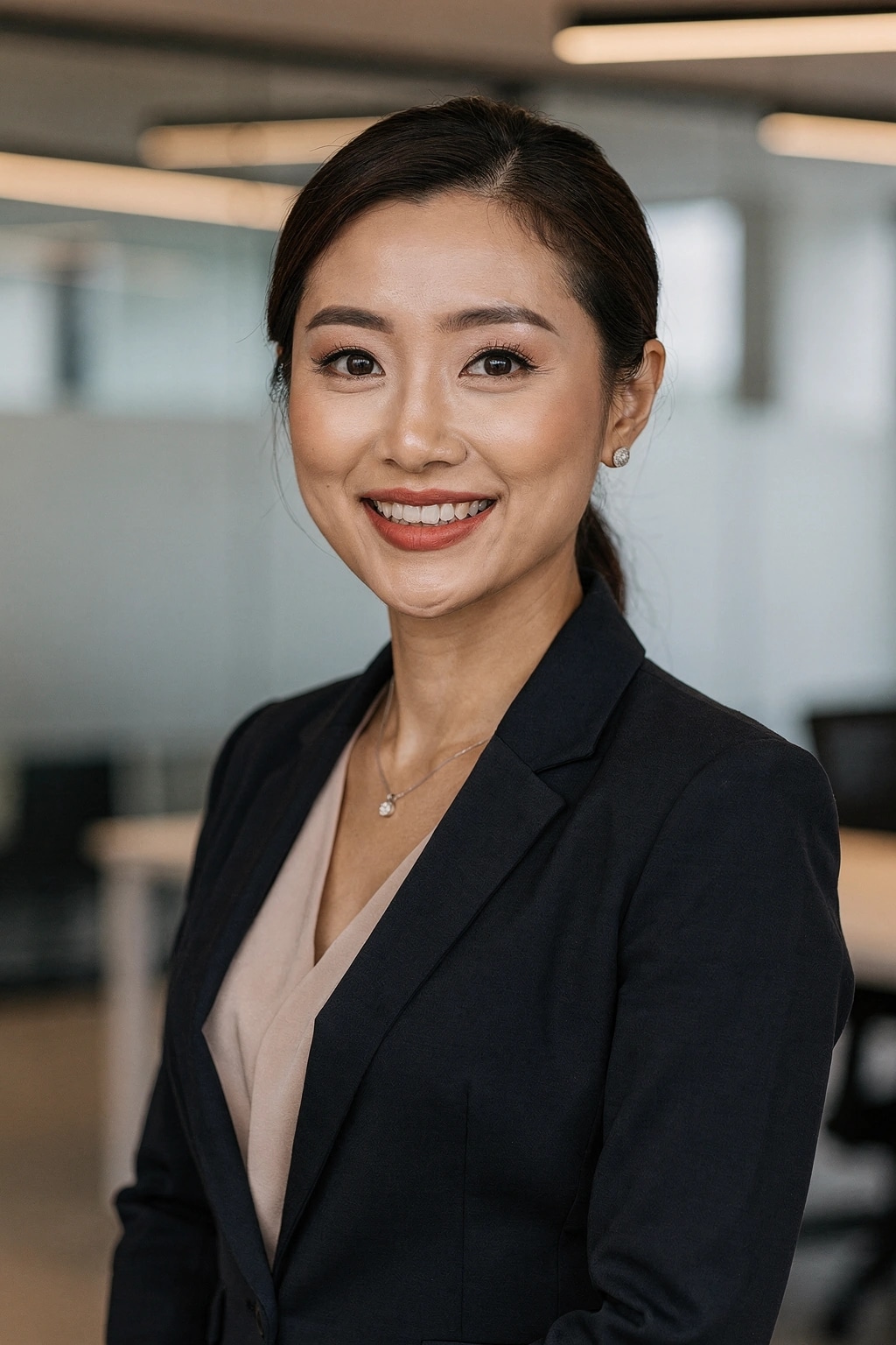 Businesswoman walking on city street