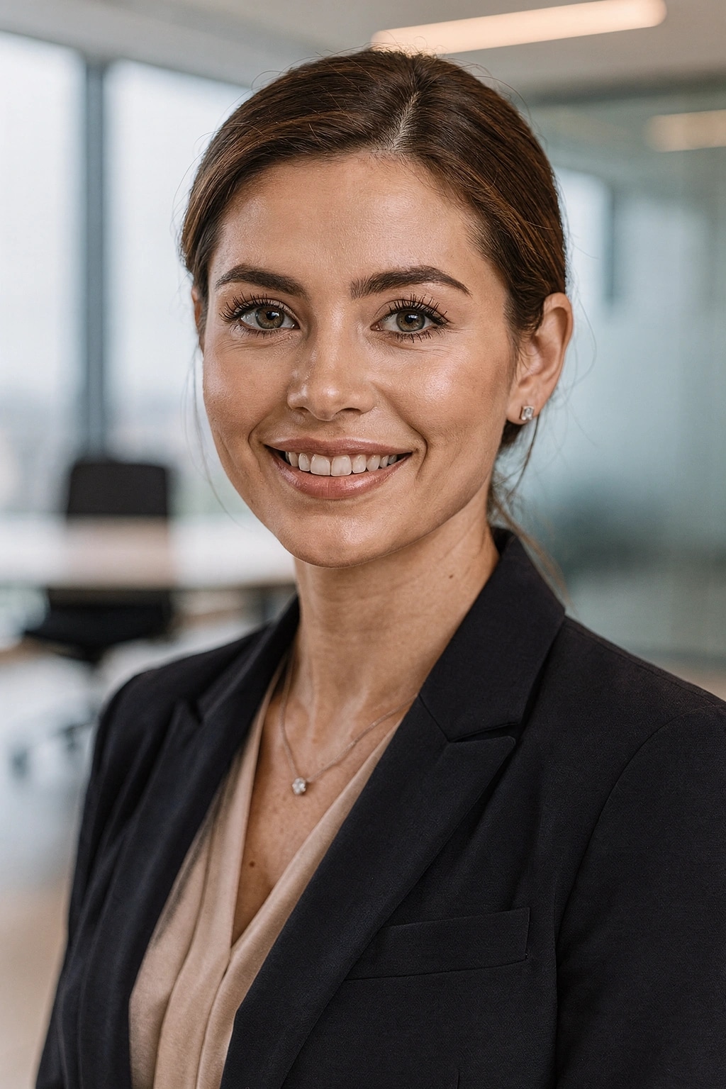 Female executive walking through office