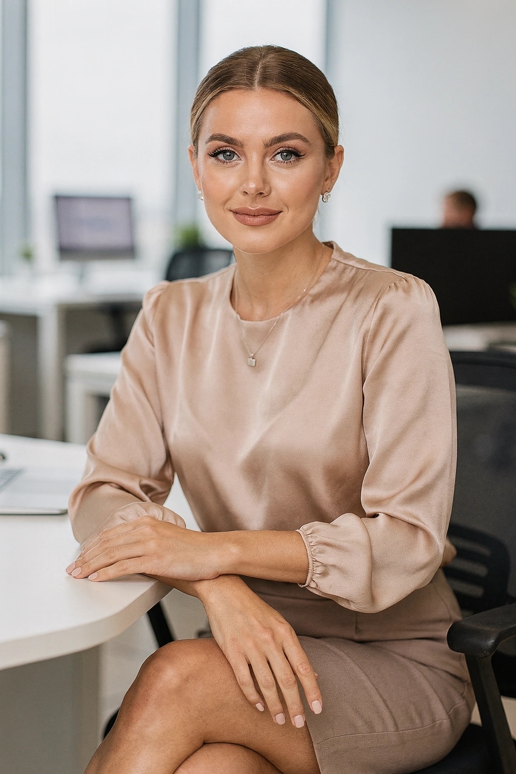 Businesswoman in black turtleneck