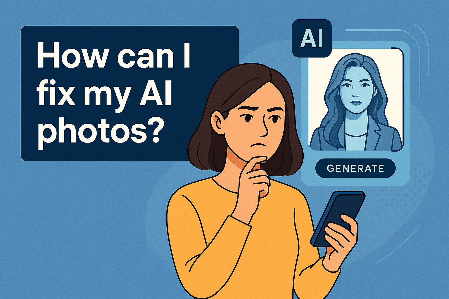 Before and after comparison of AI-generated photos