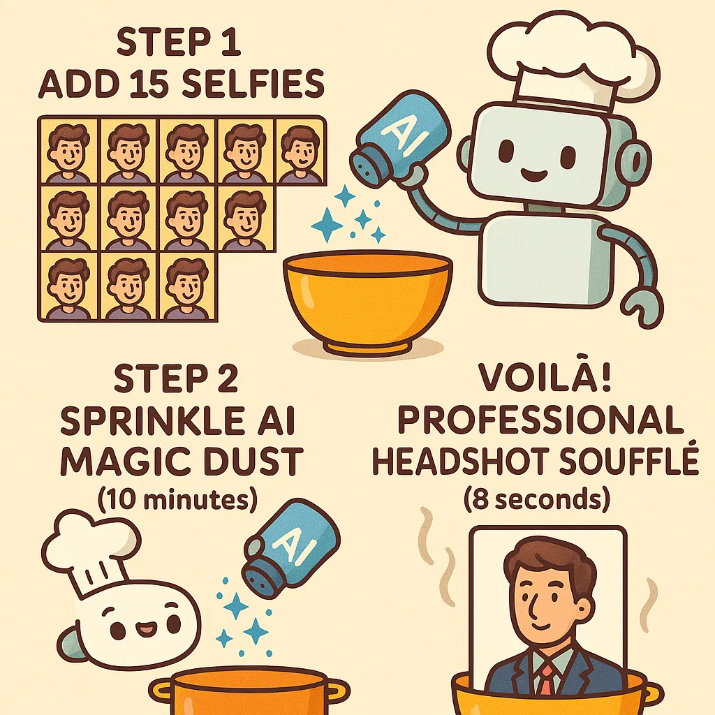 Flowchart showing the three-step process with sample images at each stage