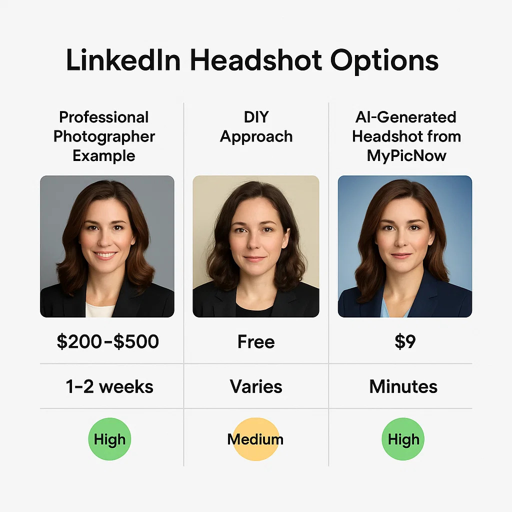 Comparison of selfie vs AI-generated LinkedIn photo